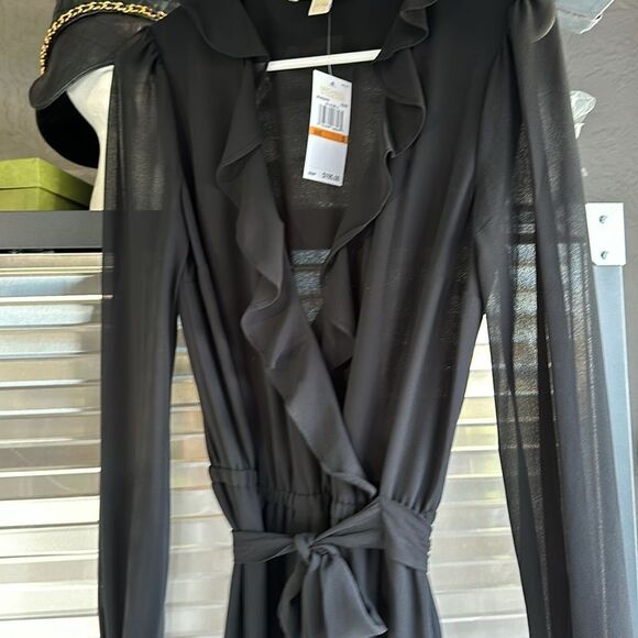 NWT Black Vneck Wide Leg Michael Kors Womens Jumpsuit small - Picture 4 of 11